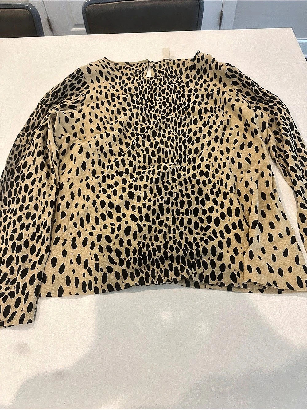 J.Crew Animal Print Long Sleeve Top in Brown & Black Size 12